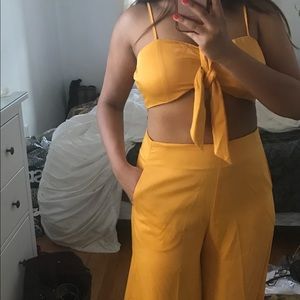 2 piece set: Crop top with side slit palazzo pants